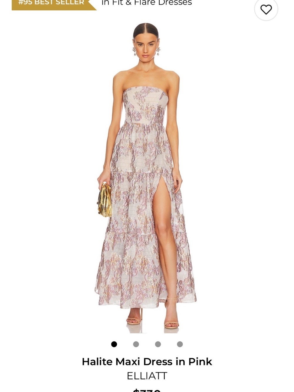 Elliatt Strapless Halite Maxi Dress in Pink and Gold